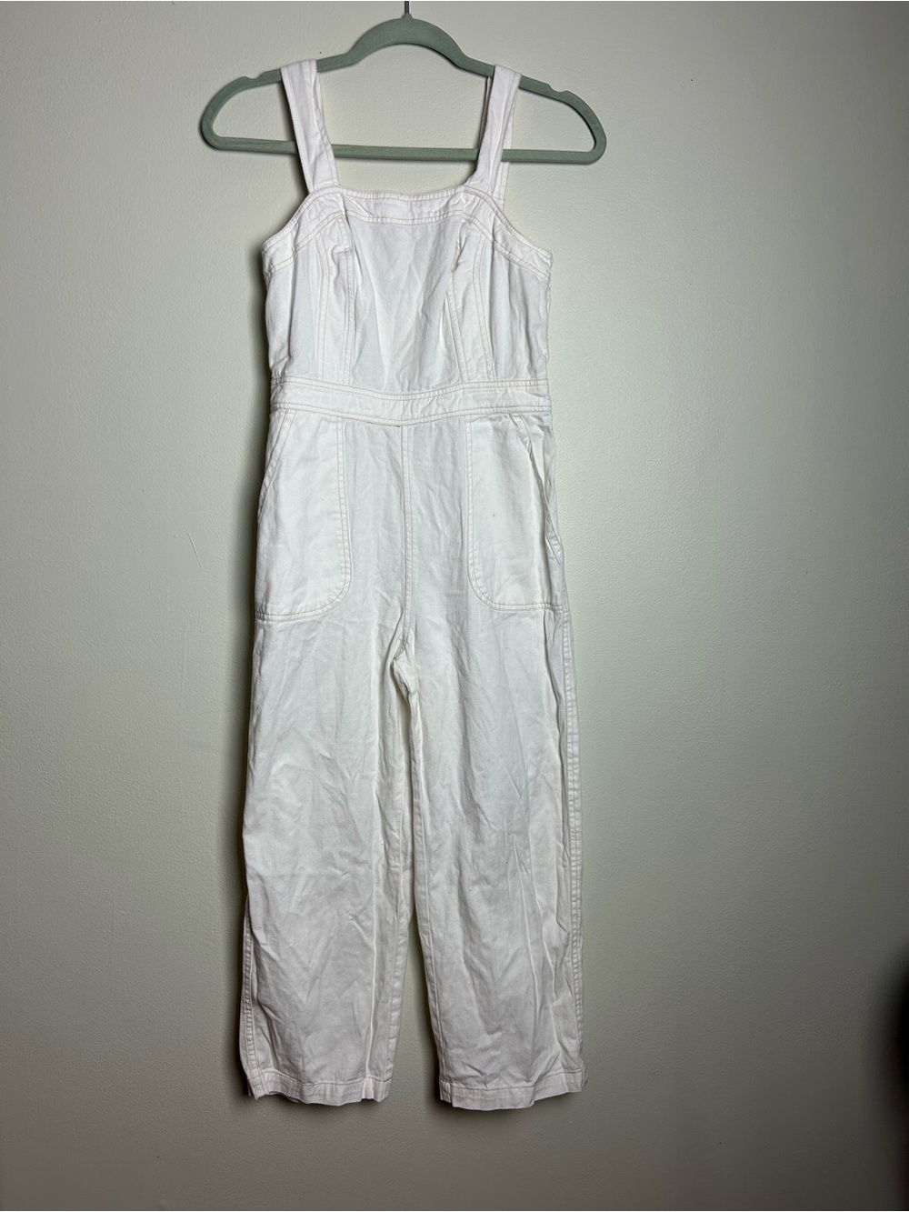 Jasper Girls White Cotton Linen Blend Sleeveless Jumpsuit